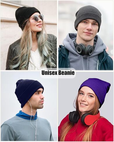 Satin Lined Beanie Hat for Women Men, Wool Knit Cuffed Silk Lining Fisherman Beanies Slouchy Warm Winter Hats Skull Cap in Saudi Arabia