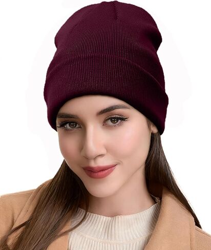 Satin Lined Beanie Hat for Women Men, Wool Knit Cuffed Silk Lining Fisherman Beanies Slouchy Warm Winter Hats Skull Cap in Saudi Arabia