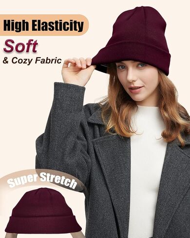 Satin Lined Beanie Hat for Women Men, Wool Knit Cuffed Silk Lining Fisherman Beanies Slouchy Warm Winter Hats Skull Cap in Saudi Arabia