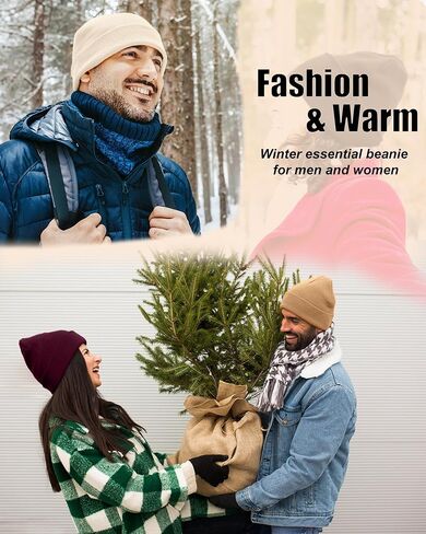 Satin Lined Beanie Hat for Women Men, Wool Knit Cuffed Silk Lining Fisherman Beanies Slouchy Warm Winter Hats Skull Cap in Saudi Arabia