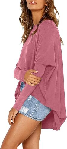 Long Tunic Tops for Women Long Sleeve Round Neck Shirts Blouses Casual Loose Athletic Pullover Tunics 2025 Outfit in Saudi Arabia