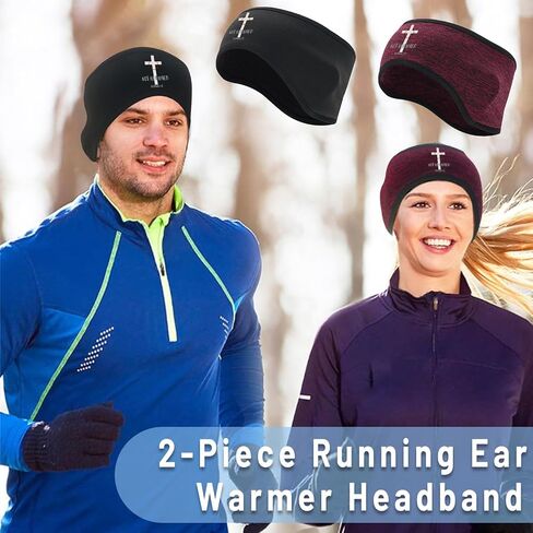 2 قطعة عصابات الرأس الرياضية للنساء الدراجات الأذن دفئا عقال للرجال الشتاء Headbands الطقس البارد تشغيل الصوف الأذن يغطي in Kuwait