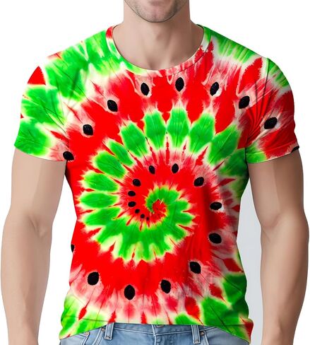 Tie Dye Shirts for Men's 70s 80s 90s Retro Hippie Short Sleeve Tees Washable Vintage Festival Clothing in Kuwait