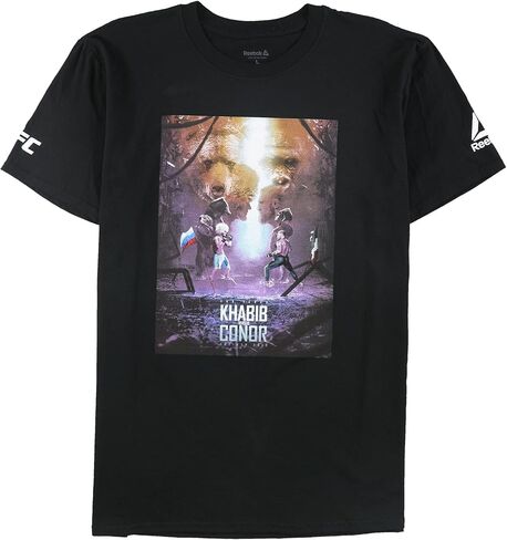 Reebok Mens Las Vegas Khabib Vs Conor Graphic T-Shirt, Black, Small in Saudi Arabia