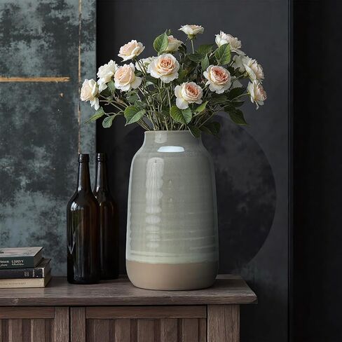 Ceramic Vase Flowers Vase Decorative Crackled Double Glaze Vase for Pampas Grass Modern Vase for Home Living Room Dining Table Farmhouse Office Decor (No Flowers) in Saudi Arabia