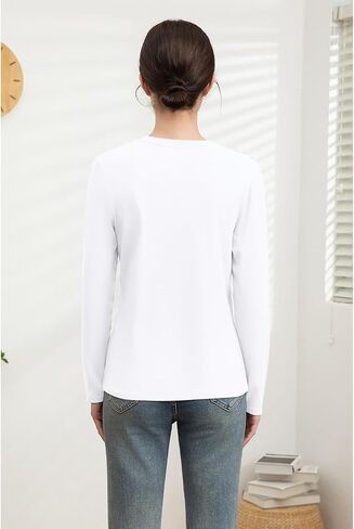 قمصان قطنية طويلة الأكمام للنساء سليم صالح الأساسية تيز Underscrub بلايز Crewneck قمصان علوية عادية عادي in Saudi Arabia