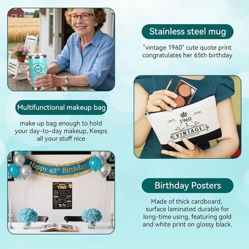 55th/65th/75th Birthday Gift for Women Her,Birthday Decorations Tote Bag Gifts for 55/65/75 Years Old Mom Wife in Saudi Arabia