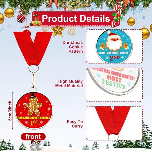 Cholemy 12 Pcs Christmas Decorating Contest Medal Awards 2'' 12 Style Christmas Decorating Contest Prizes Holiday Decorating Medals for Christmas Decorating Party Ornament Decoration Supply in Saudi Arabia