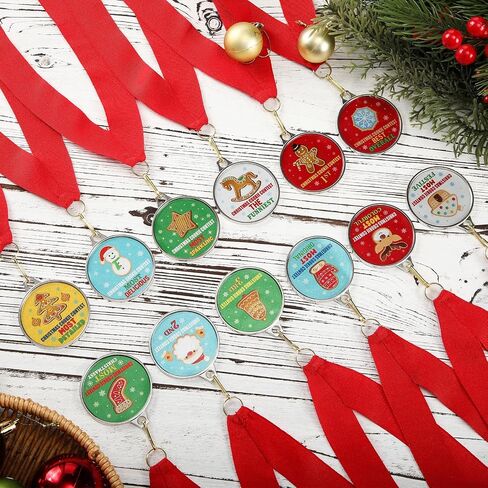 Cholemy 12 Pcs Christmas Decorating Contest Medal Awards 2'' 12 Style Christmas Decorating Contest Prizes Holiday Decorating Medals for Christmas Decorating Party Ornament Decoration Supply in Saudi Arabia