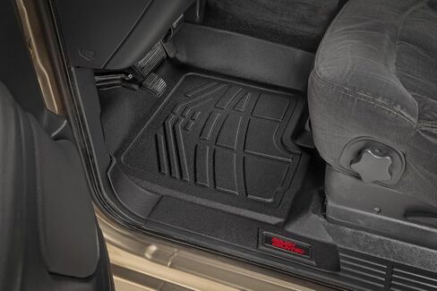 سجادات أرضية Rough Country تناسب جميع الأحوال الجوية لسيارة Chevy Silverado وGMC Sierra 1500 Extended Cab (1999-2006) - سجادة أرضية مرنة مضادة للانزلاق ومقاومة للماء، مجموعة أمامية وخلفية in Saudi Arabia