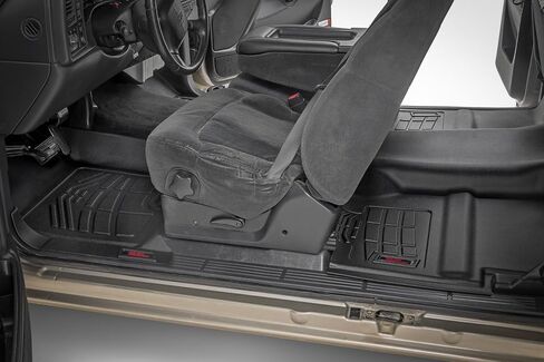 سجادات أرضية Rough Country تناسب جميع الأحوال الجوية لسيارة Chevy Silverado وGMC Sierra 1500 Extended Cab (1999-2006) - سجادة أرضية مرنة مضادة للانزلاق ومقاومة للماء، مجموعة أمامية وخلفية in Saudi Arabia