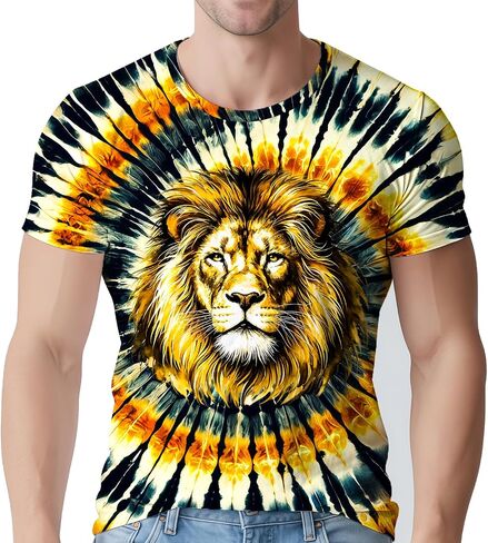 Tie Dye Shirts for Men's 70s 80s 90s Retro Hippie Short Sleeve Tees Washable Vintage Festival Clothing in Kuwait