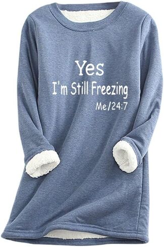 Womens Fleece Sherpa Lined Crewneck Sweatshirts Winter Warm Long Sleeve Pullover Thermal Comfort Loungewear 2025 in Saudi Arabia