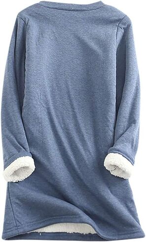 Womens Fleece Sherpa Lined Crewneck Sweatshirts Winter Warm Long Sleeve Pullover Thermal Comfort Loungewear 2025 in Saudi Arabia