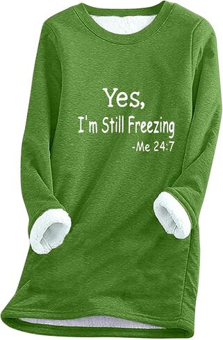 Womens Fleece Sherpa Lined Crewneck Sweatshirts Winter Warm Long Sleeve Pullover Thermal Comfort Loungewear 2025 in Saudi Arabia