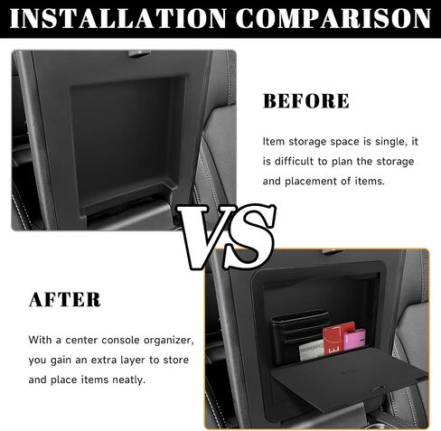 2PCS Center Console Hidden Box Organizer & Armrest Divider Compatible with Honda 2023 2024 2025 Pilot & 2024-2026 Passport & 2024 2025 Ridgeline Accessories Insert Armrest Hidden Organizer in Kuwait