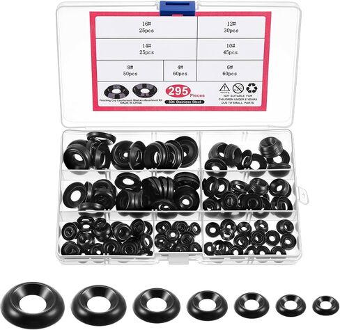 295 Pcs Finish Washers #4#6#8#10#12#14#16 Countersunk Washers Cup Washer Assortment Stainless Steel Finishing Washers, 7 Sizes in Saudi Arabia