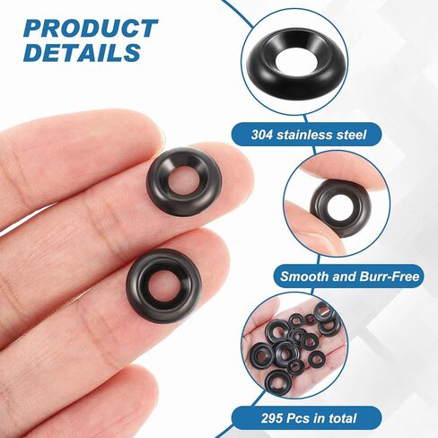 295 Pcs Finish Washers #4#6#8#10#12#14#16 Countersunk Washers Cup Washer Assortment Stainless Steel Finishing Washers, 7 Sizes in Saudi Arabia