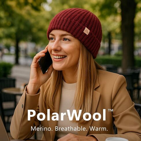 PolarWool™ L/XL/XXL Merino Wool Waffle Fisherman Beanie Watch Cap Dual-Layer 2 Styles Warm Winter Knit Hat for Men Women in Saudi Arabia