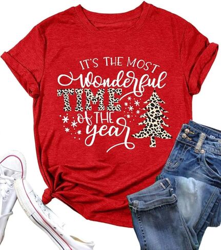 DESFSE Merry Christmas Shirts for Women Christmas Short Sleeve Tshirt Xmas Buffalo Plaid Tree Cute Graphic Print Tee Tops in Kuwait
