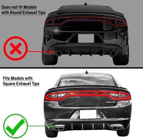 FREEMOTOR802 Rear Diffuser Fits 2015-2018 Dodge Charger Base & 2019-2023 Dodge Charger SXT Trims, Rear Bumper Diffuser V2 Style Gloss Black PP Spoiler in Saudi Arabia