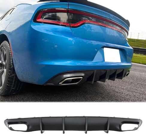 FREEMOTOR802 Rear Diffuser Fits 2015-2018 Dodge Charger Base & 2019-2023 Dodge Charger SXT Trims, Rear Bumper Diffuser V2 Style Gloss Black PP Spoiler in Saudi Arabia