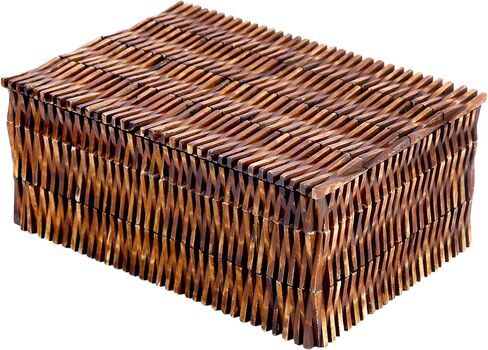 صندوق منظم للديكور المنزلي مصنوع يدويًا مقاس 10 × 5 - صندوق تذكار كبير مع غطاء، صندوق تخزين مزخرف حديث، ديكور طاولة القهوة البوهيمي، صندوق المجوهرات والذاكرة، صندوق تزيين للديكور المنزلي in Kuwait