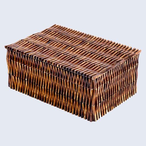 صندوق منظم للديكور المنزلي مصنوع يدويًا مقاس 10 × 5 - صندوق تذكار كبير مع غطاء، صندوق تخزين مزخرف حديث، ديكور طاولة القهوة البوهيمي، صندوق المجوهرات والذاكرة، صندوق تزيين للديكور المنزلي in Kuwait