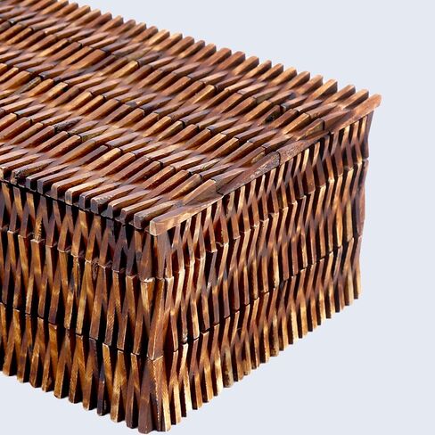صندوق منظم للديكور المنزلي مصنوع يدويًا مقاس 10 × 5 - صندوق تذكار كبير مع غطاء، صندوق تخزين مزخرف حديث، ديكور طاولة القهوة البوهيمي، صندوق المجوهرات والذاكرة، صندوق تزيين للديكور المنزلي in Kuwait