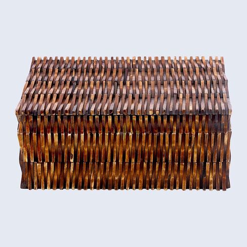 صندوق منظم للديكور المنزلي مصنوع يدويًا مقاس 10 × 5 - صندوق تذكار كبير مع غطاء، صندوق تخزين مزخرف حديث، ديكور طاولة القهوة البوهيمي، صندوق المجوهرات والذاكرة، صندوق تزيين للديكور المنزلي in Kuwait