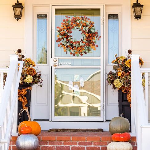 Sggvecsy 19 Inch Artificial Christmas Wreath for Front Door Flocked Lambs Ear Wreath with Red Berries Pine Needles Pinecones Christmas Decorations for Wall Outdoor Home Holiday Xmas Decor in Kuwait