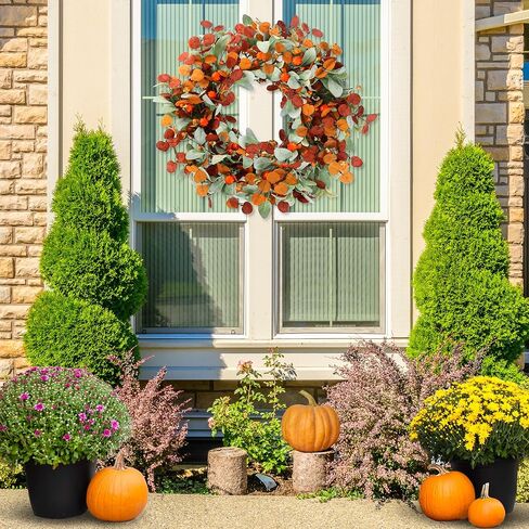 Sggvecsy 19 Inch Artificial Christmas Wreath for Front Door Flocked Lambs Ear Wreath with Red Berries Pine Needles Pinecones Christmas Decorations for Wall Outdoor Home Holiday Xmas Decor in Kuwait