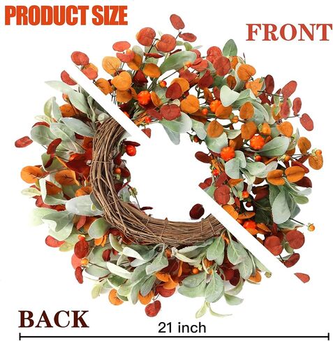 Sggvecsy 19 Inch Artificial Christmas Wreath for Front Door Flocked Lambs Ear Wreath with Red Berries Pine Needles Pinecones Christmas Decorations for Wall Outdoor Home Holiday Xmas Decor in Kuwait
