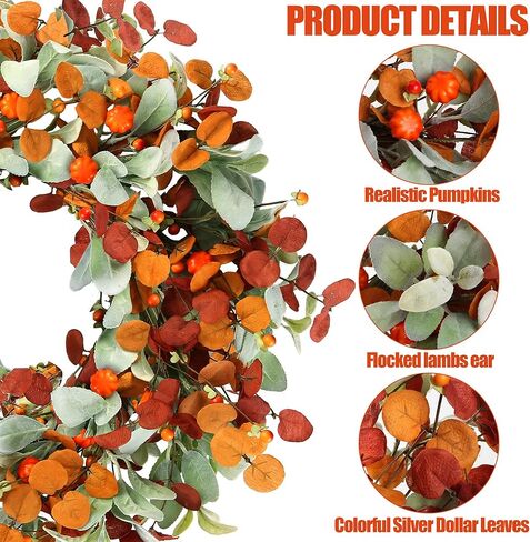 Sggvecsy 19 Inch Artificial Christmas Wreath for Front Door Flocked Lambs Ear Wreath with Red Berries Pine Needles Pinecones Christmas Decorations for Wall Outdoor Home Holiday Xmas Decor in Kuwait