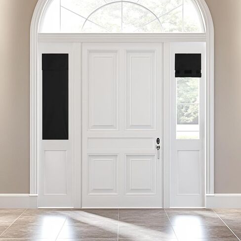 100% Blackout Classroom Door Curtain for Privacy Safe, French Front Door Curtains for Small Window, Thermal Insulated Tie Up Shade Window Covering, Black, 1 Panel, 12 x 30 Inch Long in Saudi Arabia