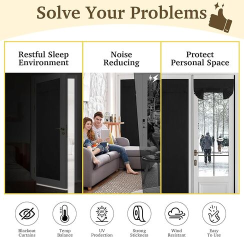 100% Blackout Classroom Door Curtain for Privacy Safe, French Front Door Curtains for Small Window, Thermal Insulated Tie Up Shade Window Covering, Black, 1 Panel, 12 x 30 Inch Long in Saudi Arabia