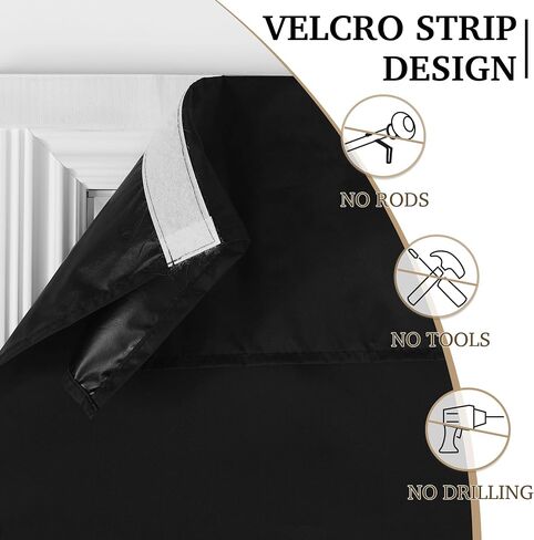 100% Blackout Classroom Door Curtain for Privacy Safe, French Front Door Curtains for Small Window, Thermal Insulated Tie Up Shade Window Covering, Black, 1 Panel, 12 x 30 Inch Long in Saudi Arabia