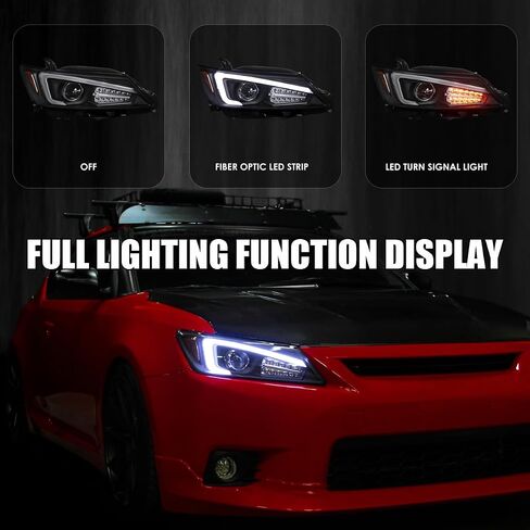 SPEC-D ضبط المصابيح الأمامية لجهاز عرض الدخان الأسود مع إشارة LED وشريط LED متوافق مع 2011-2013 Scion tC، مجموعة المصابيح الأمامية اليسرى + اليمنى in Saudi Arabia