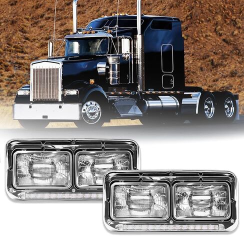LED DRL Headlights for Kenworth T400 T600 T800 W900 K100 C500 Peterbilt 378 379 Front Headlight Assembly OE Replacement Driver Left and Passenger Right Side DOT Approved [Included All Bulbs] in Saudi Arabia