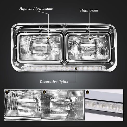 LED DRL Headlights for Kenworth T400 T600 T800 W900 K100 C500 Peterbilt 378 379 Front Headlight Assembly OE Replacement Driver Left and Passenger Right Side DOT Approved [Included All Bulbs] in Saudi Arabia