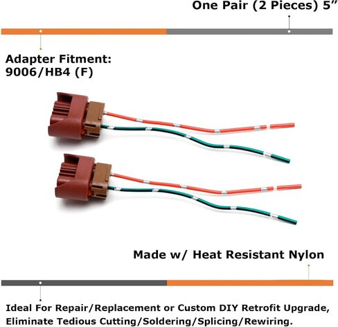 iJDMTOY Pair OE-Spec 2-Pin 9006/HB4 9012 HIR2 Female End, Fog/Driving Light Connector Plugs with Lead Pigtails, Compatible with Toyota/Lexus Lighting Replacements in Saudi Arabia