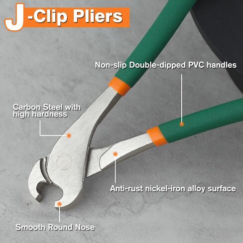 Heavy Duty J-Clip Pliers, Anti-slip Comfortable Grip, Curved Nose for Building Cages & More in Kuwait
