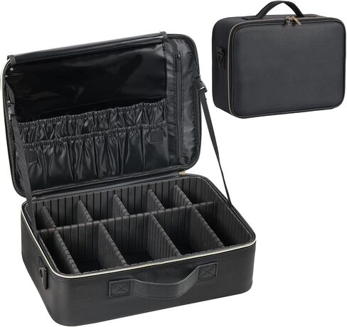 BEAUTY CASE Makeup Travel Case 10 Inch, Large Storage Capacity Makeup Organizer Travel Bag with Compartment, Portable Cosmetic Case for Women, Waterproof, Durable, Gift for Her, Black in Saudi Arabia