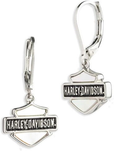 Harley-Davidson Women's Mother of Pearl Bar & Shield Drop Earrings – Silver in Saudi Arabia