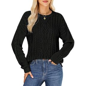 Women's Cable Knit Sweaters Oversized Crewneck Sweater Long Sleeve Chunky Pullover Top Loose Casual Fall Outfits in Kuwait