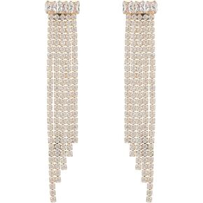 Long Rhinestone Drop Earrings for Women Wedding Tassel Dangle Drop Earrings Chandelier Dangling CZ Earrings for Women in Saudi Arabia