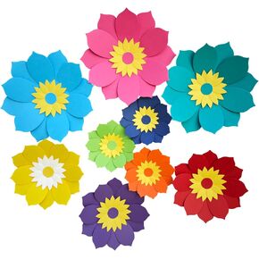 Paper Flower for Wall Set of 9 (Rose Pink/Yellow/Teal) in Kuwait