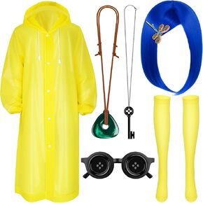 زي الهالوين التنكري مع شعر مستعار أزرق ومعطف واق من المطر أصفر ملحقات تخزين قلم النمش لمستلزمات حفلات الهالوين التنكرية مقاس كبير in Kuwait