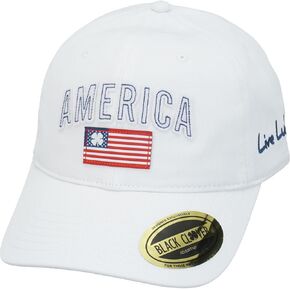 Black Clover Standard Crew 1 Adjustable Hat, White hat/3D Stitch Lettering/American Flag Woven Patch in Kuwait