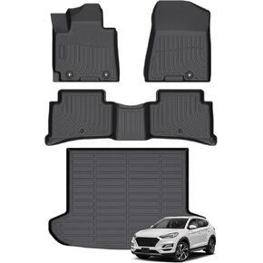 Floor Mats & Cargo Liner for Hyundai Tucson 2016 2017 2018 2019 2020 2021, All Weather TPE Rubber Floor Liner for Tucson, Waterproof Anti-Slip Full Set Floor Mats, Front, Rear, Trunk Mats in Kuwait